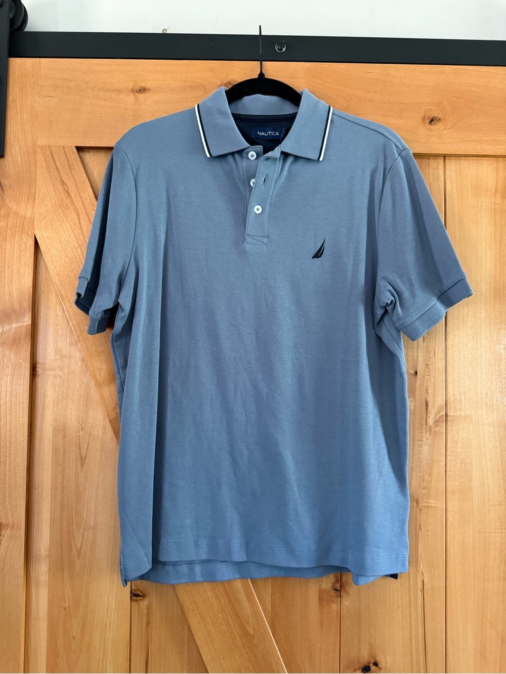 Nautica Men's Slate Blue Polo with Contrast Trim